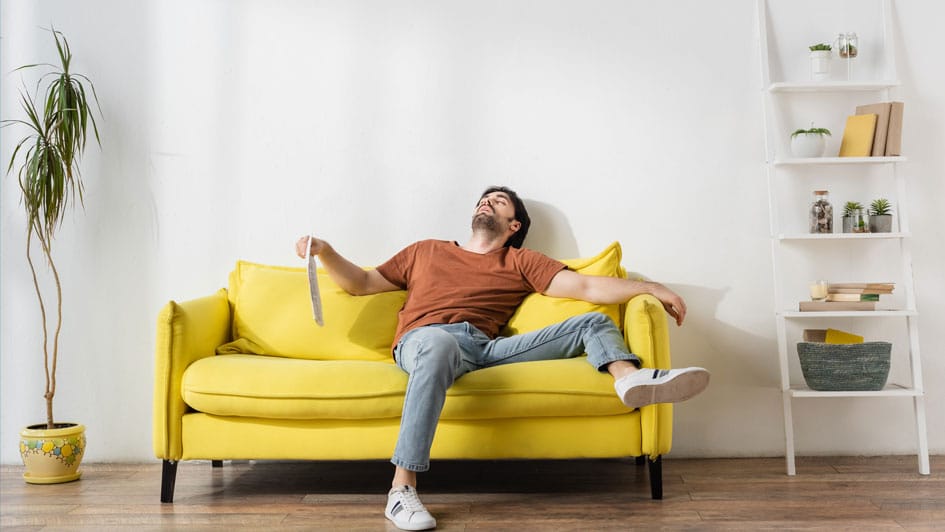 a person sitting in a living room